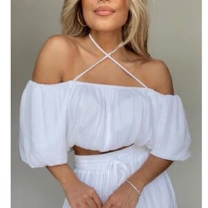 Elegant White Off-Shoulder Women's Top